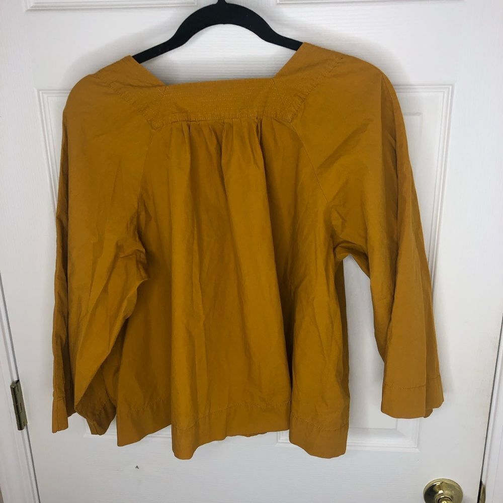 Madewell yellow long wide sleeve smock style tunic top, size medium. - Picture 10 of 13